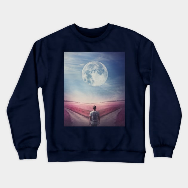 follow the moon Crewneck Sweatshirt by psychoshadow